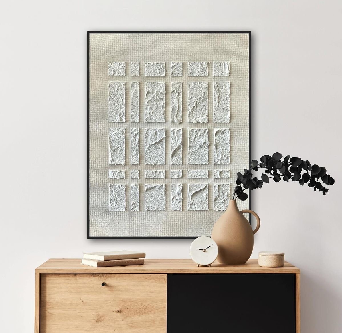 Hand-textured plaster wall relief