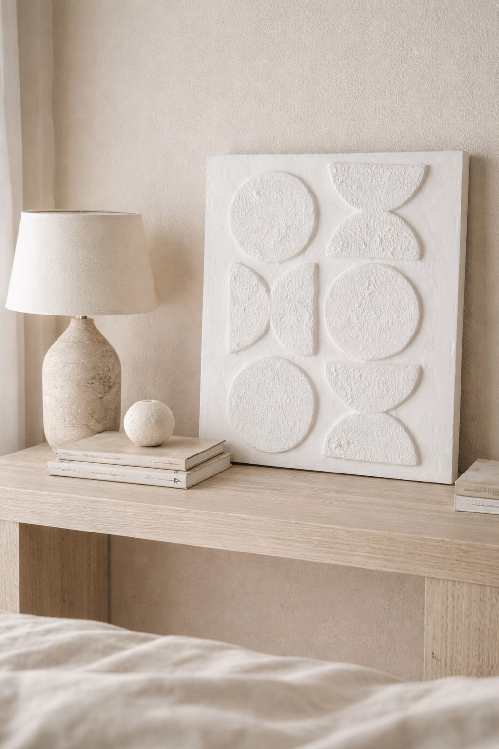 Geometric plaster wall relief
