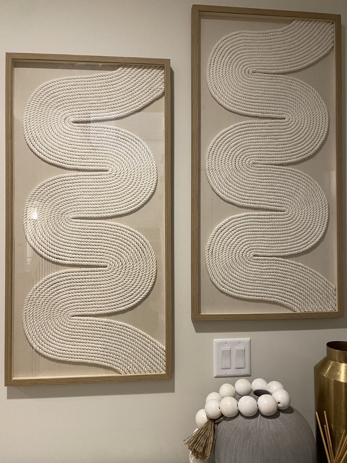 Framed rope wave diptych